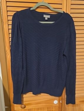 Style & Co. Navy Openwork Crewneck Sweater